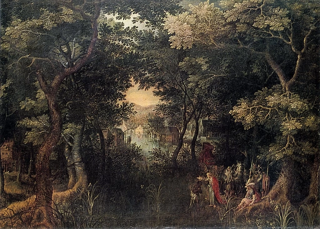 Paesaggio con l'apostolo Filippo che battezza l'eunuco